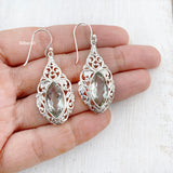Green Amethyst Facetted Silver Earring
