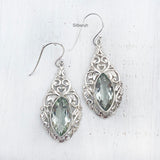 Green Amethyst Facetted Silver Earring