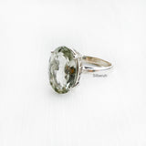 Green Amethyst Facetted Silver Ring