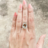 Green Amethyst Facetted Silver Ring