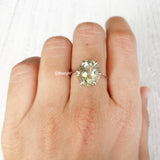 Green Amethyst Facetted Silver Ring