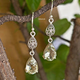 Green Amethyst Filigree Silver Earring