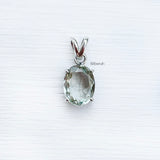 minimal green gemstone silver pendant for women