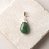 Handcrafted Green Aventurine drop pendant in 925 sterling silver