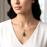 Natural Green Aventurine sterling silver pendant close-up view