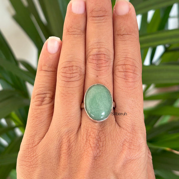 Green Aventurine Silver Ring