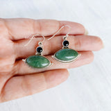 Green Aventurine & Black Onyx Silver Earring