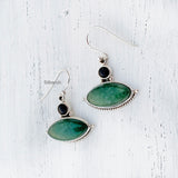 Green Aventurine & Black Onyx Silver Earring