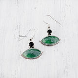 Green Aventurine & Black Onyx Silver Earring