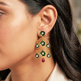 green enamel chandelier earrings 925 silver India
