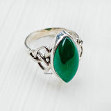 Green Onyx Celtic Knot Silver Ring