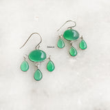 Green Onyx Chandelier Silver Earring