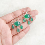 Green Onyx Chandelier Silver Earring