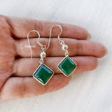 Green Onyx Drop Silver Earring