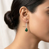 925 sterling silver Green Onyx drop earrings handcrafted design
