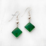 Green Onyx Drop Silver Earring