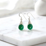 Natural Green Onyx earrings in 92.5 sterling silver