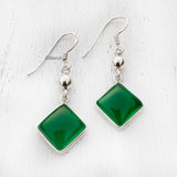 Green Onyx Drop Silver Earring