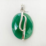 Green Onyx Facetted Silver Pendant