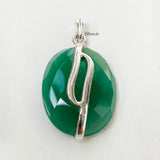 Green Onyx Facetted Silver Pendant