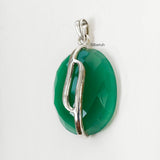 Green Onyx Facetted Silver Pendant