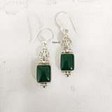 Green Onyx Filigree Silver Earring