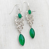 Green Onyx Filigree Silver Earring