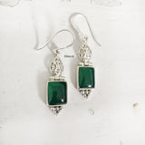 Green Onyx Filigree Silver Earring