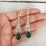 Green Onyx Filigree Silver Earring