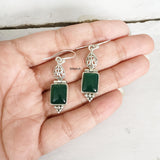 Green Onyx Filigree Silver Earring