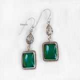 Green Onyx Filigree Silver Earring