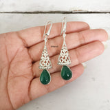 Green Onyx Filigree Silver Earring