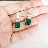 Green Onyx Filigree Silver Earring