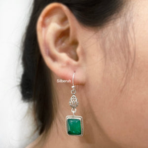 Green Onyx Filigree Silver Earring