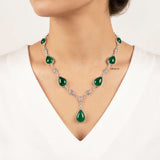 green onyx filigree drop necklace 925 silver India