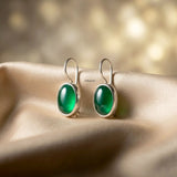 Green onyx lightweight silver earrings for daily wear
