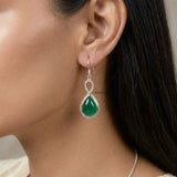 green onyx stone sterling silver earrings for women