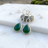 infinity design 925 silver green onyx earrings