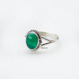 Green Onyx Knotted Silver Ring