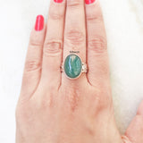 Green Onyx Leaf Silver Ring