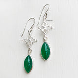 Green Onyx Marquise Drop Silver Earring