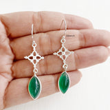 Green Onyx Marquise Drop Silver Earring