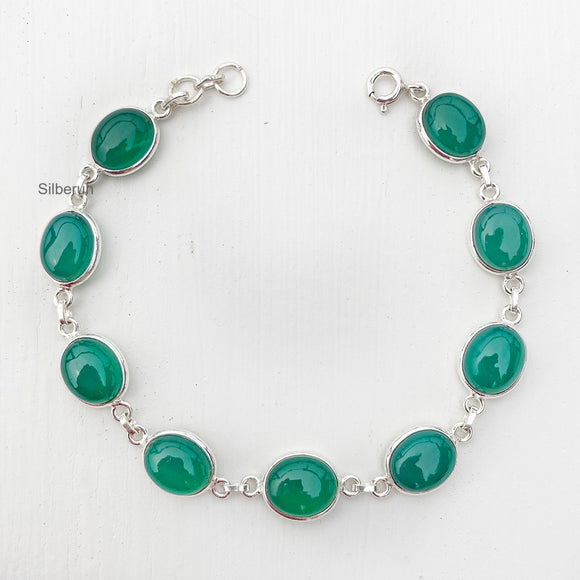 Emerald Gemstone Diamond Silver Tennis Bracelet Weight 1360 Grams