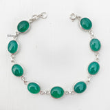 Green Onyx Oval Silver Bracelet