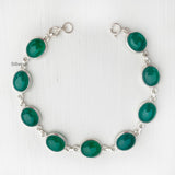 Green Onyx Oval Silver Bracelet