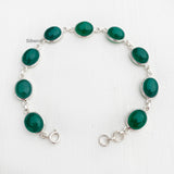 Green Onyx Oval Silver Bracelet