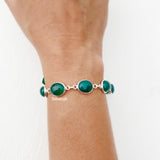 Green Onyx Oval Silver Bracelet