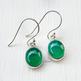 Green Onyx Oval Silver Earring
