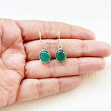 Green Onyx Oval Silver Earring