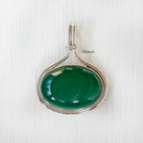 Green Onyx Oval Silver Pendant